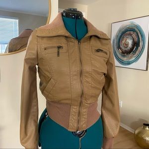 Tan Faux Leather Jacket Apollo Size S